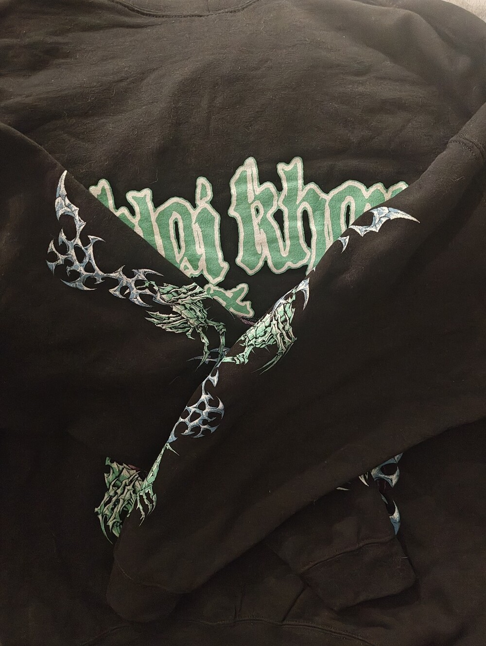 Kublai Kahn Graphic Skull Hoodie Kangaroo Pouch New No Tags XL - Picture 4 of 5